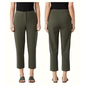 Eileen Fisher Organic Cotton Ponte Tapered Pant Green Comfy Cozy
